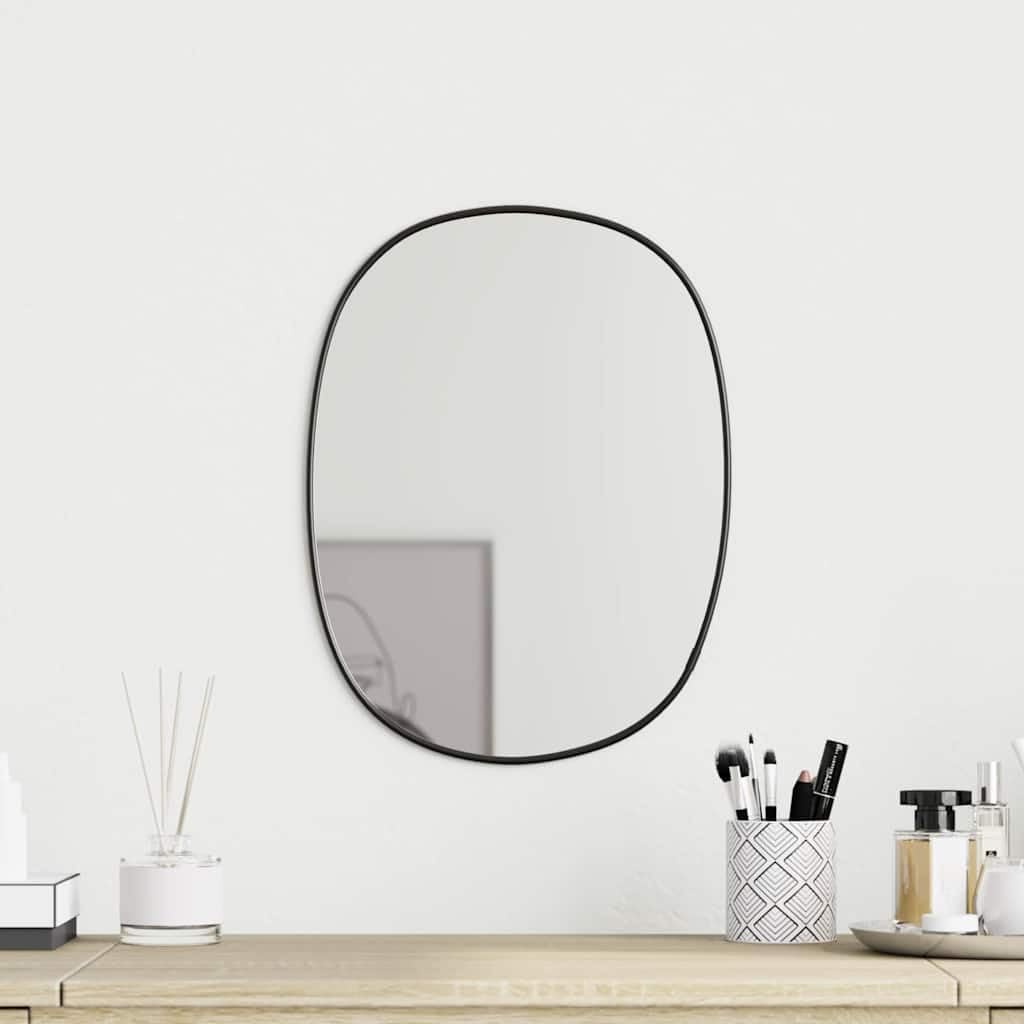 Miroir mural noir en verre 30x25 cm avec cadre en PVC pour entrée et salon