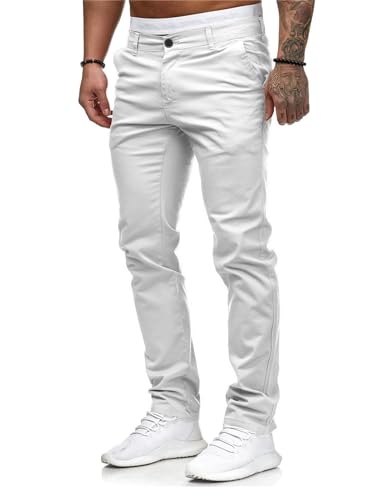 Image of HUNGSON Mens Chinos Dress Pants Slim Fit Stretch Business Casual Golf Work Slacks Trousers