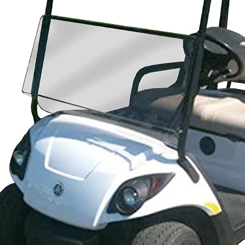 Huskey Tinted Golf Cart Windshield Folding Style For Yamaha G29 Drive (2007-2016) G&E Models, 3/16" Thick And Bottom Rubber Gasket Added To Protect Cart Body #TOP1
