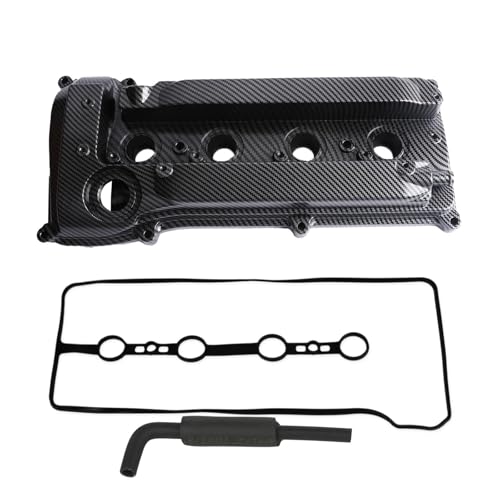 MITZONE Aluminum Carbon Strip Type Valve Cover Compatible with Toyota Camry Solara Highlander Kluger RAV4 Previa Tarago Estima Alphard Matrix Mark X Rukus 2001-2015 for Scion tC xB 2005-2015 2.4L