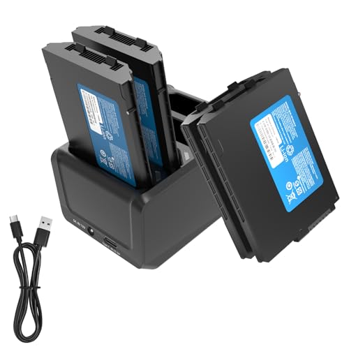 4-Pack 6000mAh Battery & 4-Slot Type-C Charger Kit Compatible with Zebra TC77 TC72 TC75 TC70 Scanner, 22.2Wh High Capacity Batteries with Dual-Input Charging Station (Replaces BTRY-TC7X-46MPP-10)