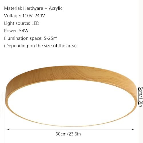 Plafonnier LED encastré rond intensité variable grain de bois - 7