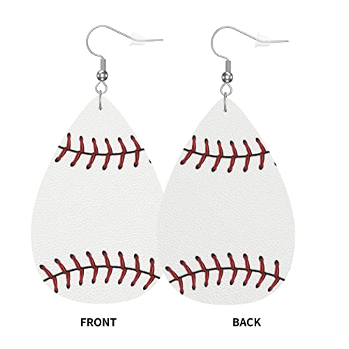 Baseball Earrings Faux Leather Teardrop Dangle Earrings Drop Leaf Earrings For Women Girls Teen #TOP2