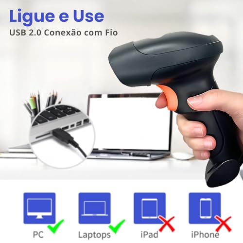 Leitor Código De Barras Com fio Flash CCD Usb Laser 1d UPC/EAN NF Bi-direcional Goldensky