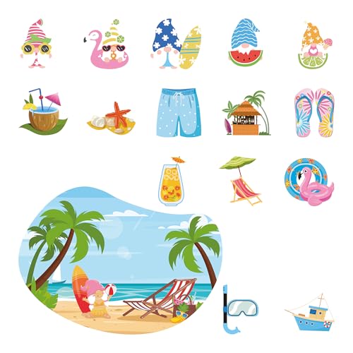 Cruise Door Decorations Magnetic Stickers - 16 Pcs Tropical Vacation Hawaii Beach Funny Cruise Magnets with 3 Pcs Pens for Customizable Magnetic Ship Cabin Door Signs Fridge Decor