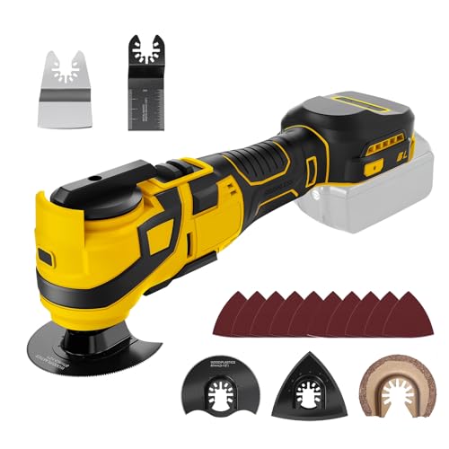 WingFly Outil Multifonction Sans fil pour Dewalt 18 V, 20 V, Outil Multifonction Oscillant 6 Vitesses Réglables (Vitesse d'oscillation 10000-20000 tr/min Sans...