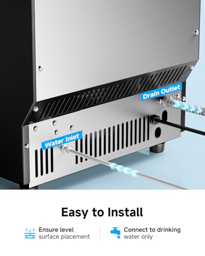 Image of Feelfunn Commercial Ice Maker Machine - 100LBS /24H, 33lbs Storage Capacity, Stainless Steel Freestanding & Under Counter Ice Maker with Self-Cleaning, 24H Timer, Ideal for Home Bar Office Restaurant