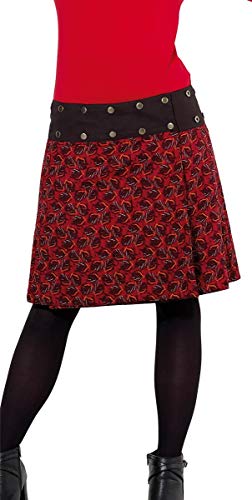Jupe courte réversible imprimé mandala rouge Coline en taille unique - 2