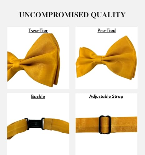 Image of MDSTYLE Bow Ties for Men Pre-Tied Adjustable - Classic Men's Bow Tie - Tuxedo Wedding Formal Bowtie Solid Color Bowties