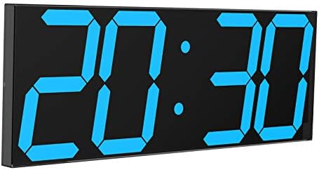 CHKOSDA Digital LED Wall Clock, Oversize Wall Clock with 6” Numbers, Remote Control Count up/Countdown Timer Clock, Auto Dimmer, Big Calendar and Thermometer(Ice Blue)