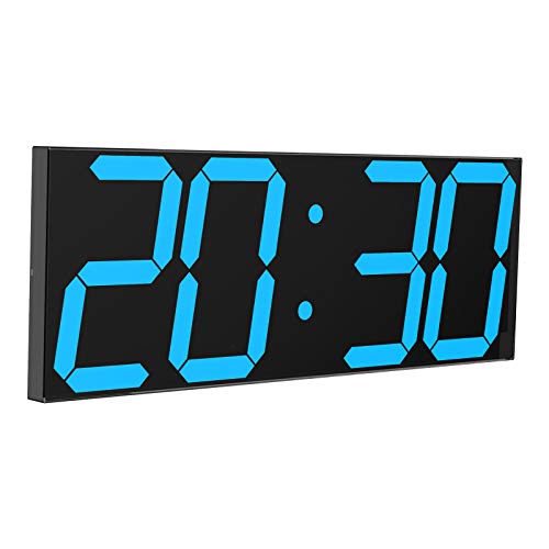 CHKOSDA LED Uhr Digitale Uhr Große Wanduhr mit 18-Zoll-LED-Anzeige, Countdown-Uhr mit 8 einstellbaren Helligkeiten, 16 Alarm einstellen, 12/24-Stunden-Anzeige, Temperatur- und Kalenderanzeige (Blau)