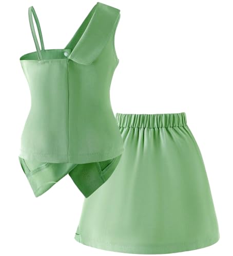 Image of Girls Pastel Green Co-Ord Set | Kids Summer Outfit | Stylish Sleeveless Top & Skirt Set for Girls | Party, Casual & Vacation Wear