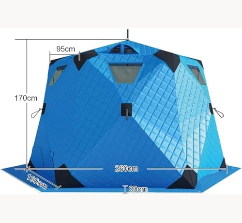 Portable Ice Fishing Tent for 3-5 People, 420D Oxford Cloth Ice Fishing Shelter with Stove Jack & Floor, Winter Fishing Shanty, 260x260x170cm, Durable & Weatherproof