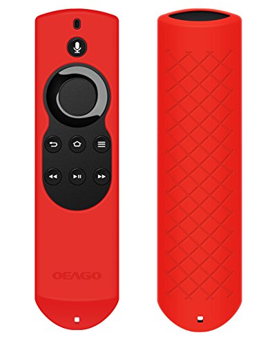 OEAGO Silicone [Anti Slip] Shock Proof Cover Case for All-New Fire TV with 4K Alexa Voice Remote (2017 Edition) (2nd Gen) / Fire TV Stick Alexa Voice Remote (Red)