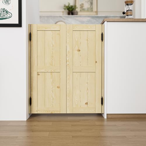 JUJUBON Swinging Half Doors 32 x 42 Interior Solid Wood Saloon Doors Auto Close Swing Cafe Door with Metal Hinges Quiet Operation for Kitchen Bar Porch Doorways