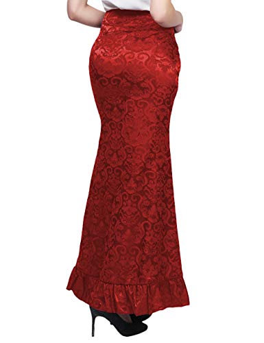 ECDAHICC Women's Gothic Vintage Victorian Steampunk Lace-Up Tiered Ruffled Fishtail Mermaid Maxi Skirt4