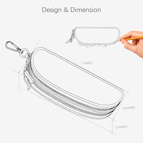 Image of Double Eyeglasses Case Soft Portable Zipper Sunglasses Pouch with Keychain Clip for Men Women