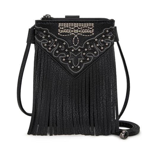 Montana West Fringe Crossbody Bag for Women Black PH02-596BK