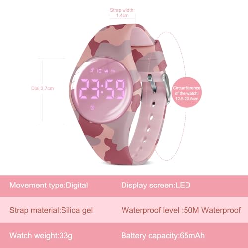 Image of Kids Watches for Girls Boys Digital Sport Watch with Step Counter Pedometer Vibration Alarm Clock, No App Waterproof Fitness Tracker Kids Watch Boys Girls Teens Students Ages 5-16