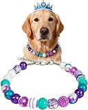 KUDES Bubblegum Dog Collar Necklace- Mermaid-Inspired 20mm Chunky Beads | Adjustable Rhinestone Pearl Collar...