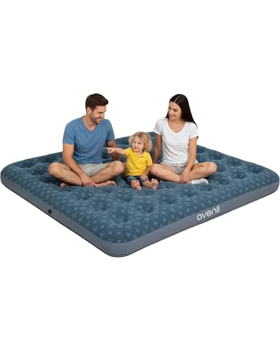 AVENLI Cama Hinchable Colchón Campamento 2 plazas 203x183x22cm Cama de Invitados Superficie de Descanso Suave y Aterciopelada para Camping y hogar