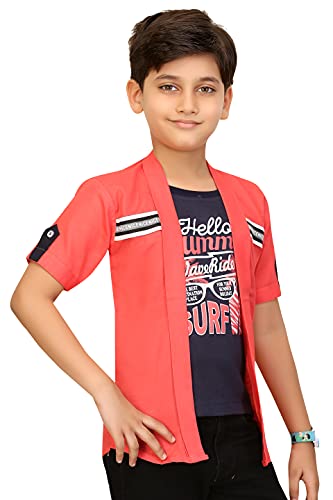 Image of Boys Printed Tshirt with Attached Jacket