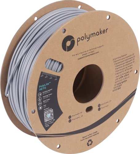 Image of Polymaker PETG Filament 2.85mm 1kg Grey 3D Printer Filament, PolyLite PETG 3D Printing Filament 2.85mm, Dimensional Accuracy + /- 0.03mm, Print with Most 3D Printers
