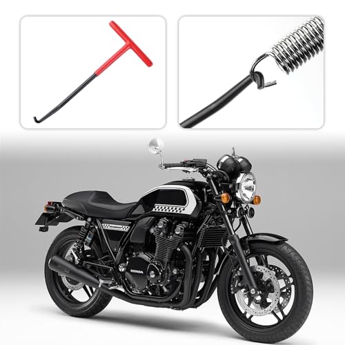 Image of 2PCS Motorcycle Exhaust Spring Puller Tool,T Handle Exhaust Hanger Removal Tool for Exhaust,Seat,Tank Retainers,Side Bracket Springs Removal & Installation,Universal Motorcycle Accessories