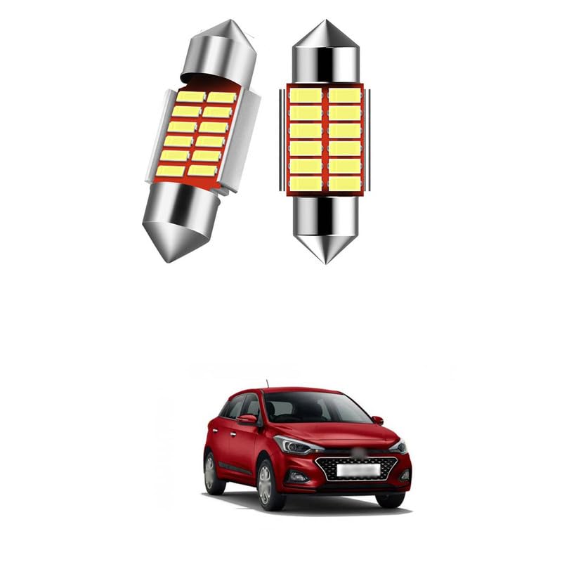 Universal For Car 10 LED Universal Car Interior Super Bright Roof Light Reading Dome Bulb Lamp with Festoon Holder (5W, White, 2 PCS) Comfortable With i-20 Eli-te