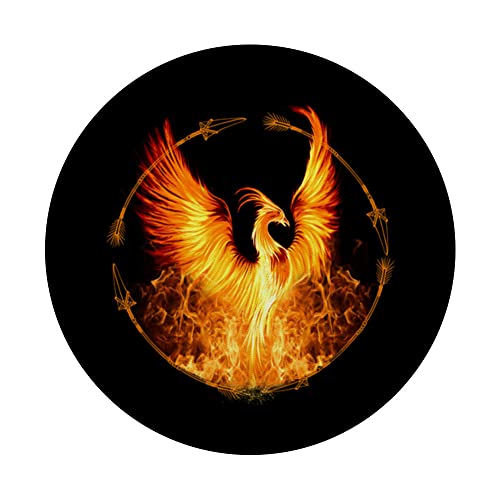 Phoenix Rising From Ashes PopSockets Swappable PopGrip, Black - Image 3