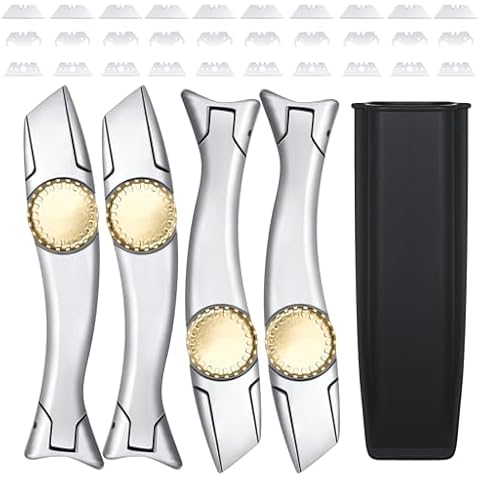 Olutacot 4 Pcs Heavy Duty Shark Knife Carpet Knife with 30 Pcs Replacement Knife Blades Roofing Tools Utility Knives Dolphin Knife Blade Cutter for Indoor Outdoor Cover