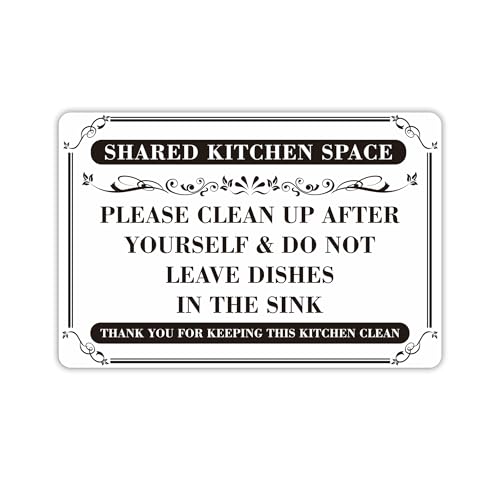 Clean Up After Yourself Sign, Waterproof Durable Do Not Leave Dishes In The Sink Sticker, Keep Kitchen Clean Rules for Office Kitchens Supplies, Breakroom Essentials Decor and Shared Kitchen 5.9''x3.9''