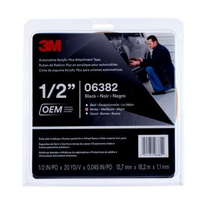3M 6382 Automotive Acrylic Plus Attachment Tape, Black, 1/2