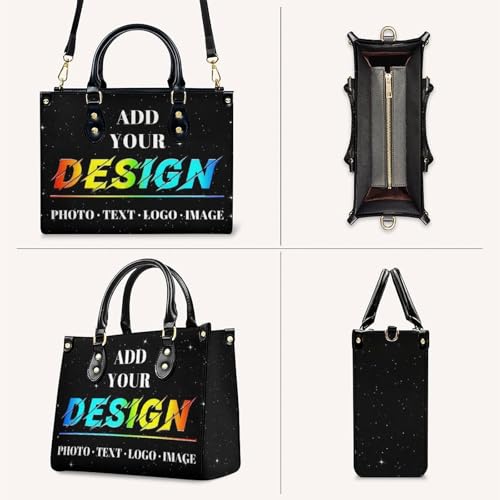 Personalized Leather Handbag, Custom Purse for Women, Add Your Design/Photo/Text, Initial Tote Bag Gifts with Name4