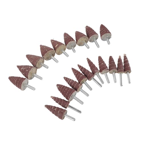 OUNONA 20個 錐形サンドペーパーホイール 研磨ヘッド 多研削用 持ち手付き 耐久性良好 電動工具対応 コーン形研磨材質磨き用