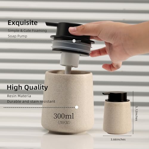 Foaming Soap Dispenser Pump 12OZ, Refillable Foam Hand Dish Soap Dispenser Bottle Jar for Bathroom Kitchen Sink Countertop Home Decor - Beige4