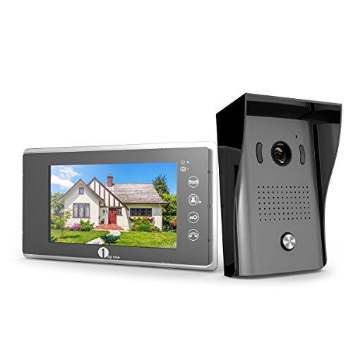 1byone Video Doorphone 2-Wires Video Intercom System 7-inch Color Monitor and HD Camera Video Doorbell with 49ft Cable, Surface Mounted Outdoor Doorbell