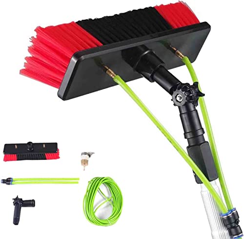 Genérico Kit de Cepillo telescópico para Limpieza de Ventanas: pértiga con Suministro de Agua para un Brillo Impecable en Paneles solares y Ventanas. Herramienta Exterior de Gran Alcance para una LIM