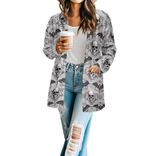 Image of Forchrinse Red Ladybug Cardigan for Women Causal Long Sleeve Open Front Cardigans Sweater Fashion 2024 Fall Coat with Pockets