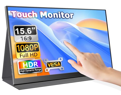 Image of Portable Touch Monitor, 15.6-inch 10-Point Capacitive Touch, FHD 1080P Resolution, IPS Screen, Metal Casing, Compatible with PC /Laptop /Mac /Mobile Devices /PS4 /PS5 /Xbox /Switch