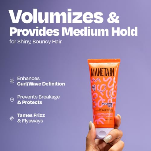 Image of MANETAIN Volume Curl Gel 50ml for Curly & Wavy Hair | Flaxseed Curl Defining Gel with Medium Hold | Anti-Frizz & Moisturizing Styling Gel | Lightweight, CG-Friendly Hair Gel for Defined Curls
