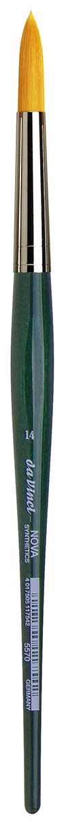 da Vinci Watercolor Series 5570 CosmoTop Nova Paint Brush, Round Synthetic with Short Green Handle, Size 14 (5570-14)