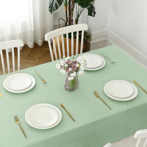 Image of Romanstile 100% Waterproof PVC Tablecloth Rectangle, Oil Spill Proof Stain Resistant Vinyl Table Cloth, Wipe Clean Plastic Table Covers for Kitchen /Dining /Parties - 54 x 108 Inch, Sage