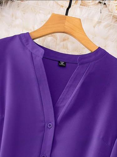 Image of Gufrina Women's Rayon Top with 3 /4th Sleeves Mandarin Collar Neck Solid Pattern A Line Style Knee-Length and Regular Fit