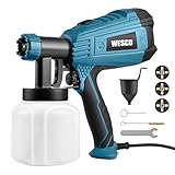 Wesco WS5585 - Pistola de pintura eléctrica (500 W, 800 ml/min, con 3 boquillas de 1,5/1,8/2,0 mm) y 3 patrones de pulverización para lacas, barnices y regulación de la cantidad de pintura