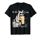 Raccoon Drinking Iced Coffee, Animal Meme T-Shirt