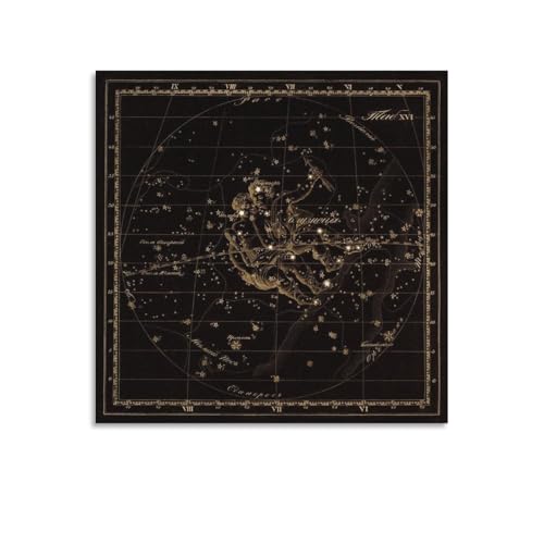 XYSWDD Zwillingskonstellationskunst, altrussische Astronomische Karte, Leinwandkunst, Wanddekoration, Poster, Zuhause, Bar, Restaurant, Garage, Café, Logo, Geschenk, 40 x 40 cm