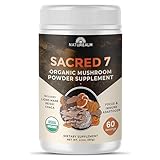 Sacred 7 Mushroom Coffee Booster | Organic Mushroom Supplement Powder – Lions Mane, Reishi, Chaga & More | Adaptogen + Nootropic | 100% Fruiting Bodies | Mix with Coffee,Tea, Smoothies - 60 Servings