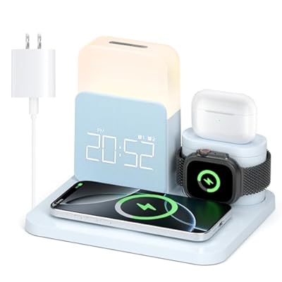 7 in 1 Wireless Charging Station, Alarm Clock w...