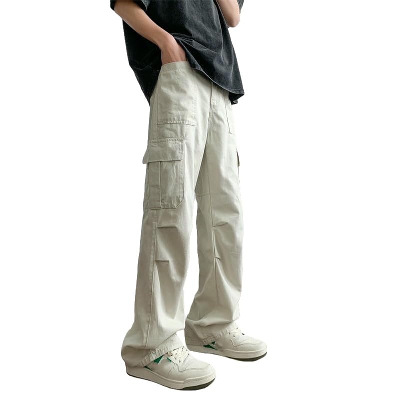 Pantalon cargo long homme rétro américain droit à jambe large